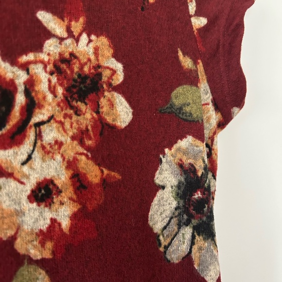 Iris Burgundy Floral Knit Midi Dress, EUC, Size L - Picture 2 of 8